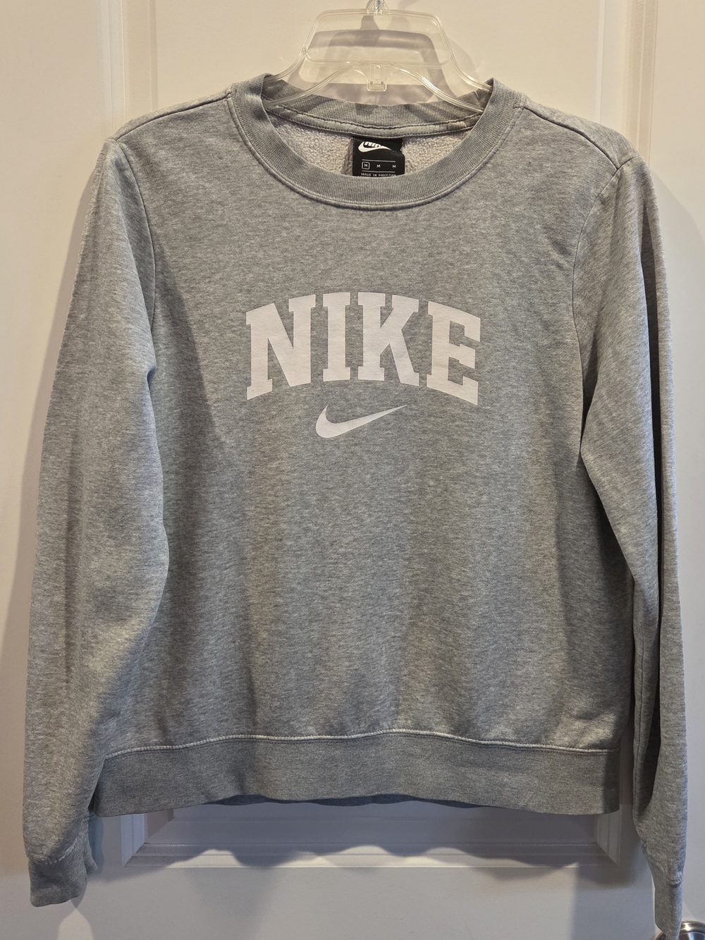 Women's Nike Light Heather Gray Sweatshirt with White Logo